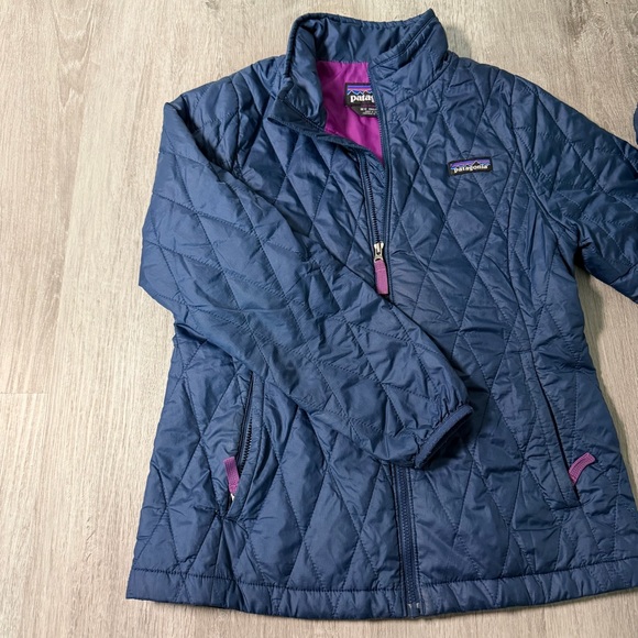 Patagonia Other - Patagonia Nano Puff Blue Diamond Quilted Coat Jacket Girls Size 10 Full Zip